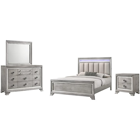 Queen Bed Dresser Mirror and 1 Nightstand