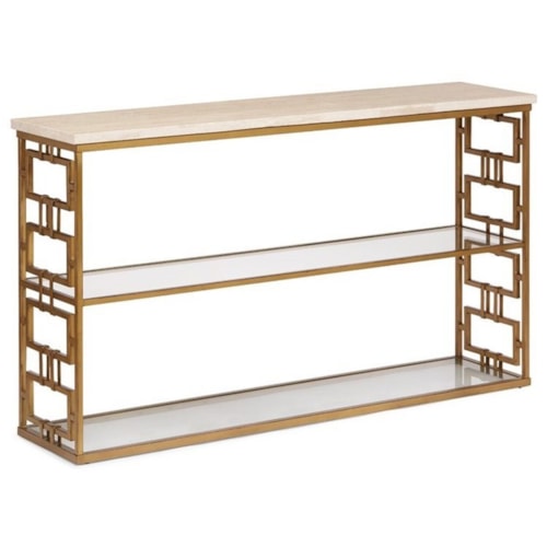 Console Table with Honed Travertine Stone Top