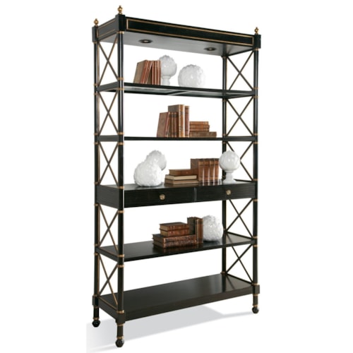 Empire Etagere in Ebony Finish with Aged Gold Accents