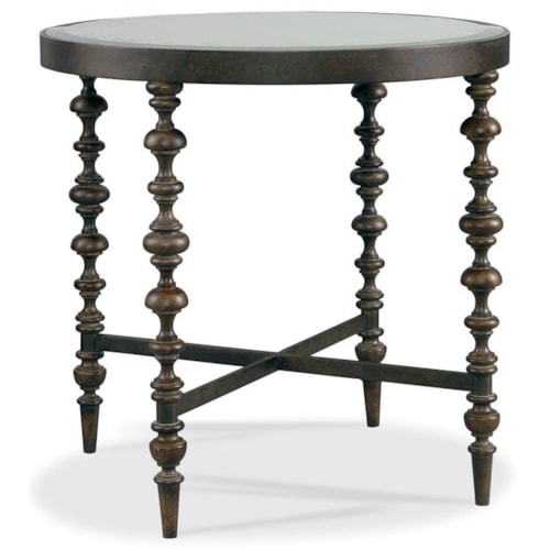 Round Lamp Table with Antique Mirrored Top