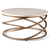 Round Cocktail Table with Spiraled Wrought Iron Base