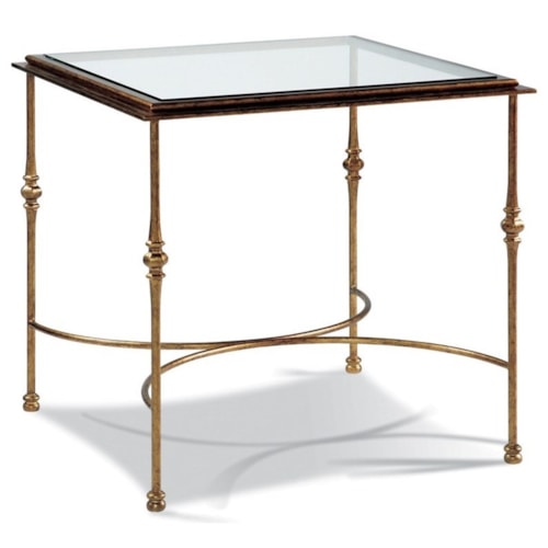Square End Table with Double Arched Stretcher Base