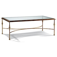 Glass Top Cocktail Table in Aged Brass Finish