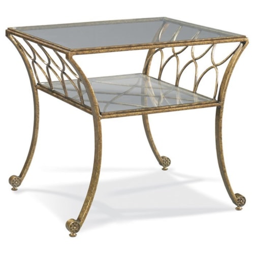Square End Table with Bowed-Leg Design