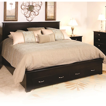 Queen Bed with 2 Footboard Drawers 