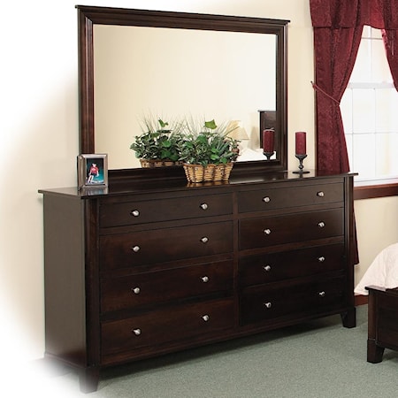 8-Drawer Double Dresser & Mirror w/ Slats