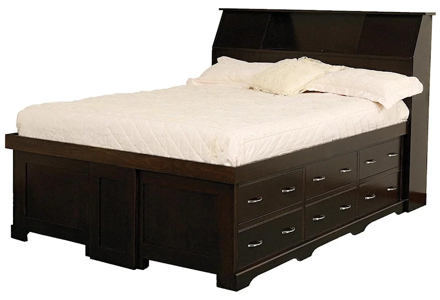 Elegance Bookcase Bed with 12 Underbed Drawers by Daniel's Amish at Pilgrim Furniture City