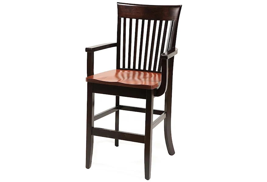 Carleton Arm Chair 30" High Stationary Base Stool by Daniel's Amish at Gill Brothers Furniture