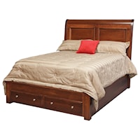 Queen-Size Pedestal Footboard Bed with 2 Drawers on End