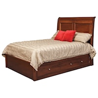 Queen Sleigh Pedestal Bed with 60" Wide Side Drawers