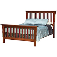 King Mission-Style Frame Bed with Headboard & Footboard Slat Detail 