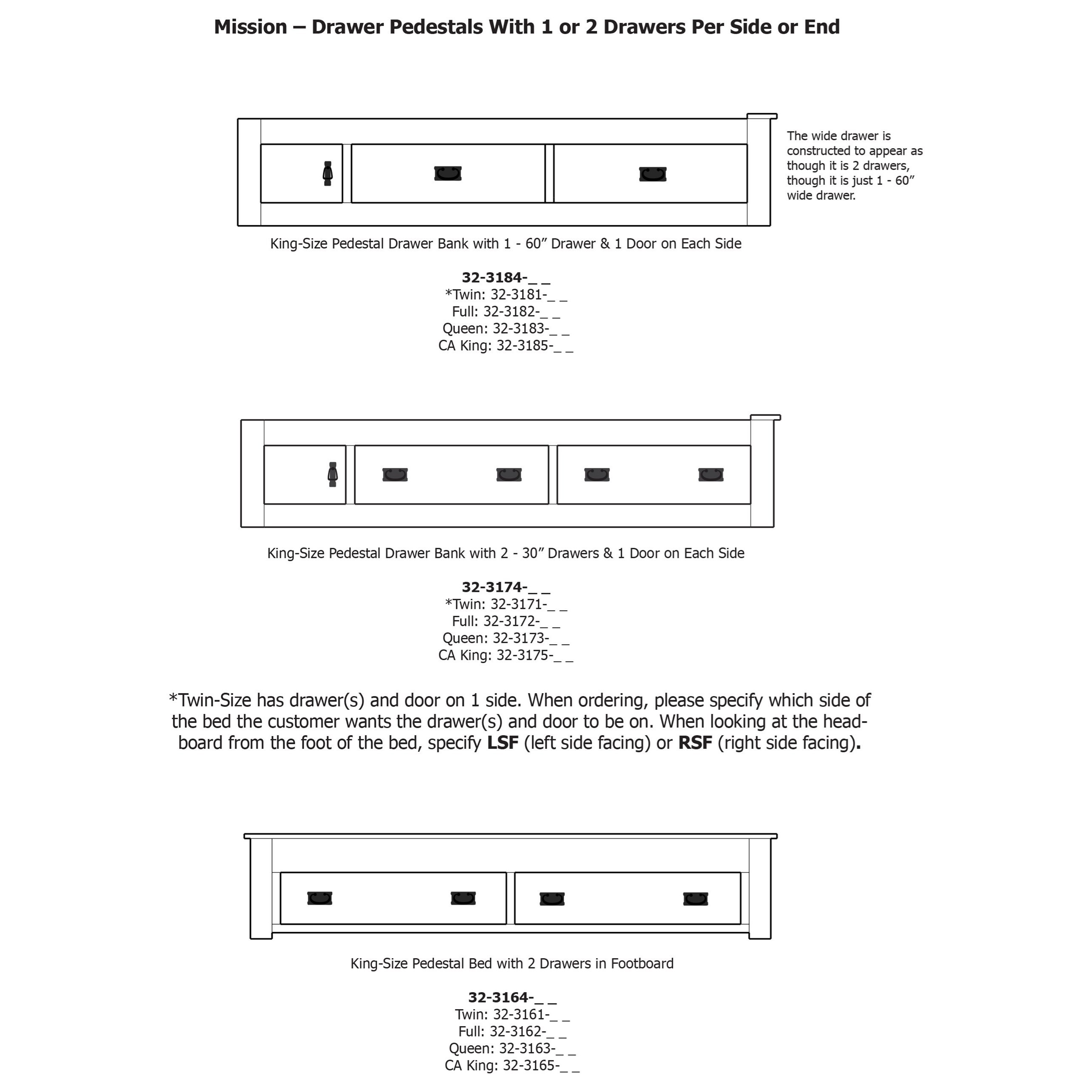 Daniel's Amish Mission King Pedestal Bed W/ Storage Drawer