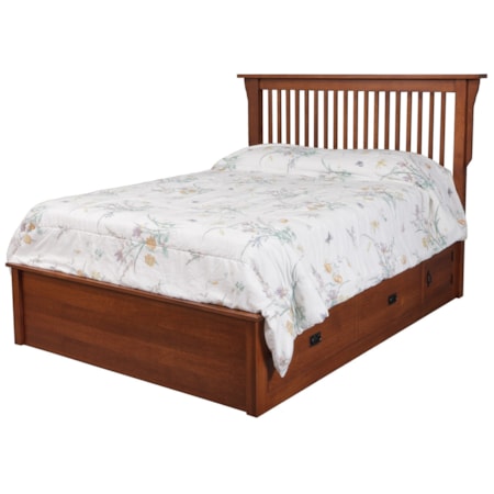 Queen Pedestal Bed W/ Storage Drawer