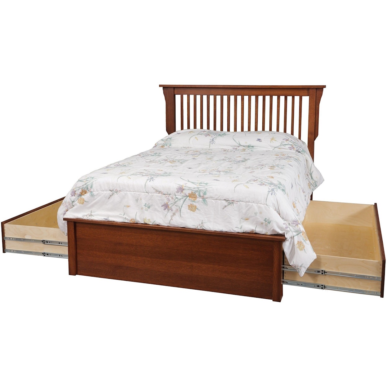 Daniel's Amish Mission Queen Pedestal Bed W/ Storage Drawer