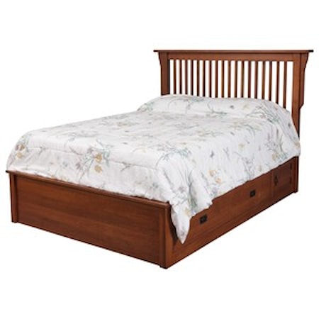 Queen Pedestal Bed W/ Storage Drawer