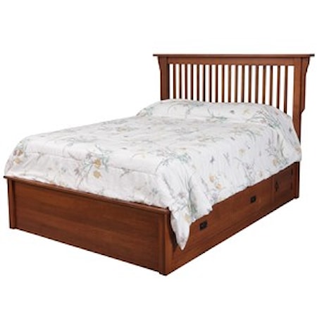 Queen Pedestal Bed W/ Storage Drawer