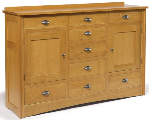 9-Drawer Solid Wood Triple Dresser with 2 Doors 