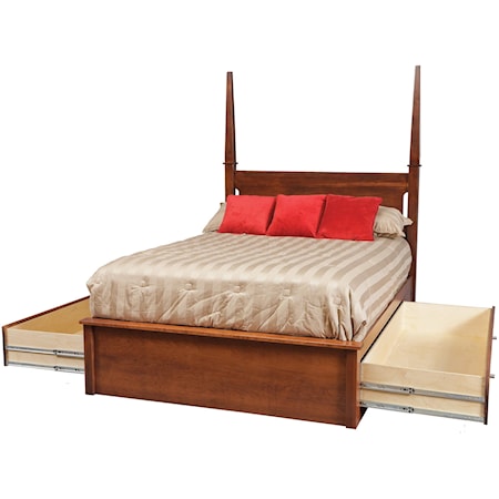 Queen Pedestal Bed W/ Storage Drawers