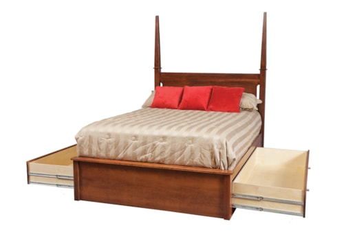 Queen Pedestal Bed W/ 60" Storage Drawers on Each Side
