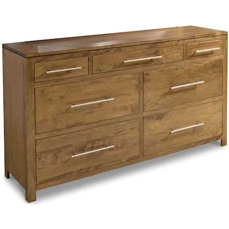 7-Drawer Double Dresser with Floating, Zero Overhang Top