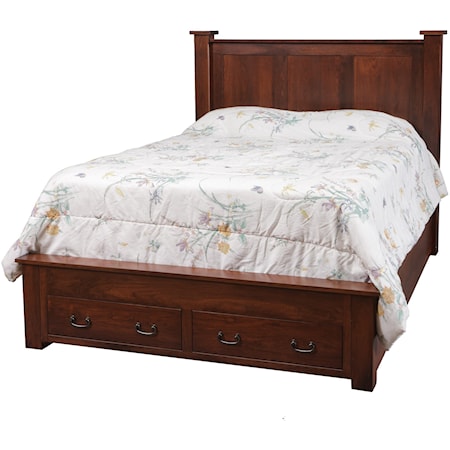 Queen Pedestal Footboard Storage Bed with 2 Drawers on End