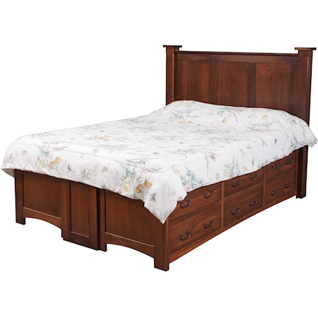 California King Pedestal Storage Bed with 12 Drawers