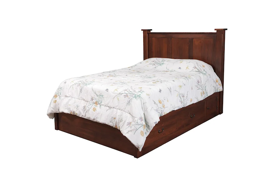 Treasure Cal King Pedestal Bed W/ Storage Drawer by Daniel's Amish at Coconis Furniture & Mattress 1st