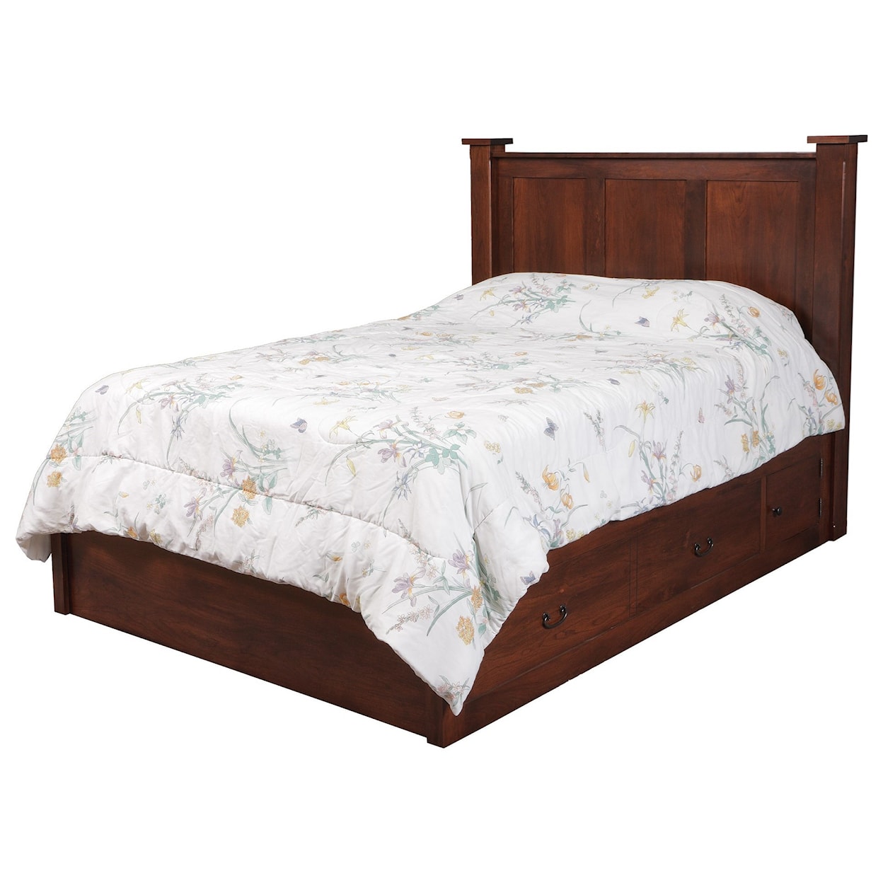 Daniels Amish Treasure Full Pedestal Bed W/ Storage Drawer