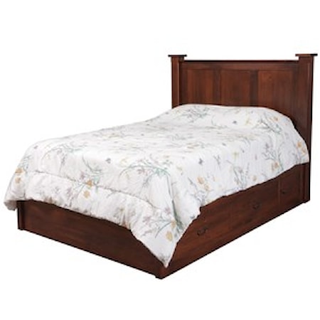 Queen Pedestal Bed W/ Storage Drawer