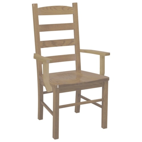 Ladder Back Solid Wood Arm Chair