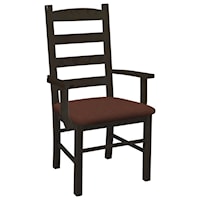Ladder Back Arm Chair with Leather Seat