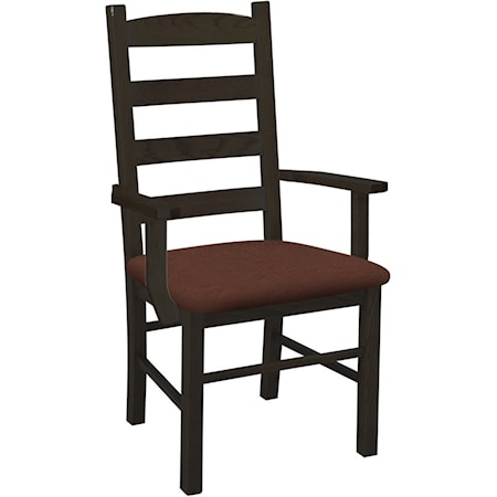 Ladder Back Arm Chair with Leather Seat