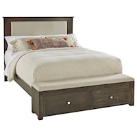 California King Single Panel Fabric Bed with Storage Footboard