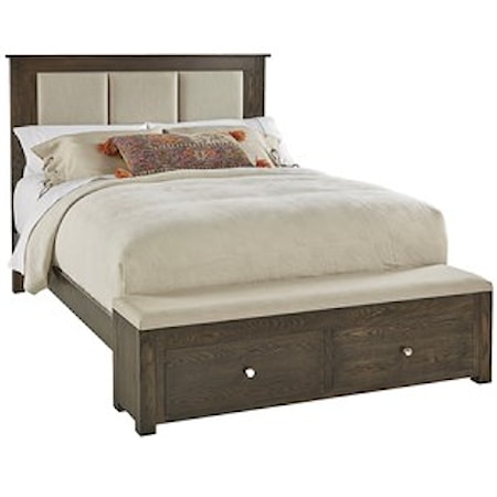 Queen Multi Panel Fabric Storage Bed