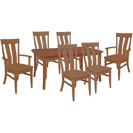 Rectangle Table, Side Chairs, Arm Chairs