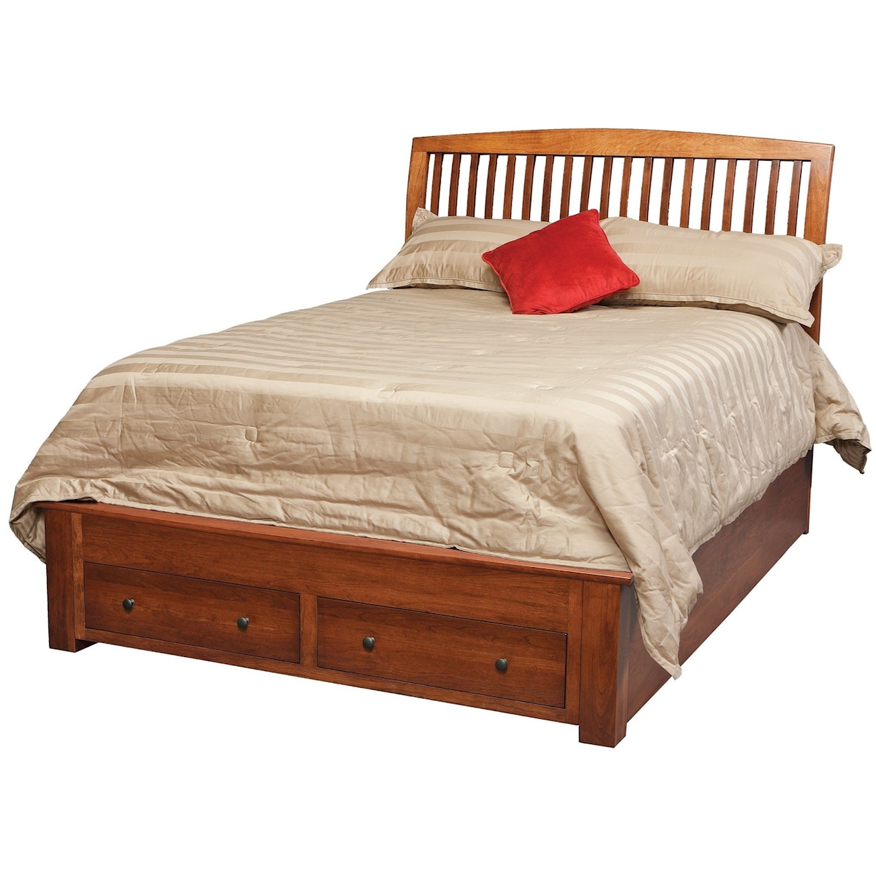 Daniels Amish Holmes Queen Pedestal Bed with 2 Footboard Drawers