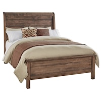Rustic California King Sleigh Frame Bed with Low Footboard