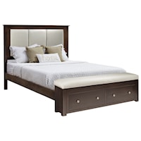 Queen Multi Panel Fabric Bed with Storage Footboard