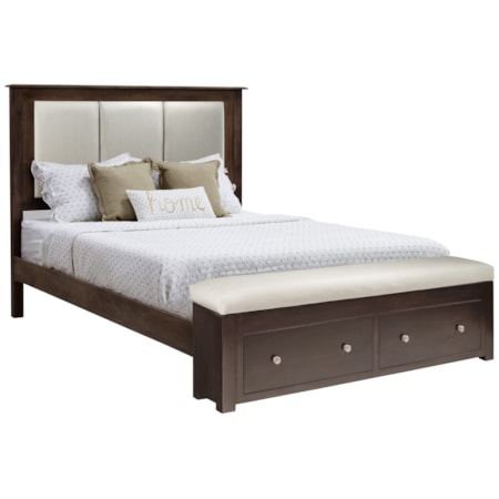 Queen Multi Panel Fabric Storage Bed