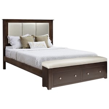 Queen Multi Panel Fabric Storage Bed