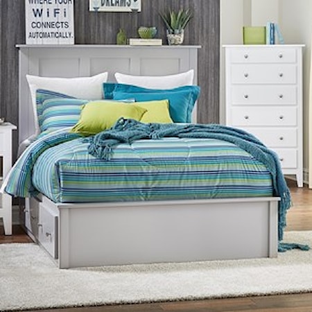 Twin Pedestal Bed w/ 2 Drawers on 1 Side