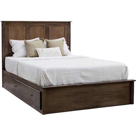 Queen Pedestal Bed with 60" Drawer on Each Side