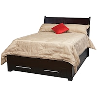 Queen Pedestal Bed with 2 Footboard Drawers