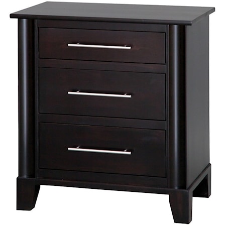 3-Drawer Nightstand with Concave Side Trim Detail