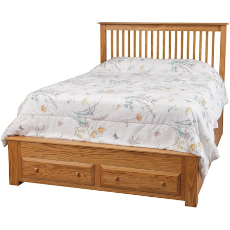 Queen Pedestal Footboard Storage Bed with 2 Drawers on End