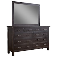 Solid Wood 9 Drawer Dresser and Tall Wide Mirror Combo