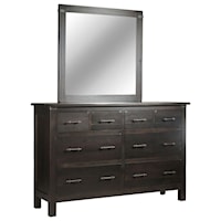 Rustic 8-Drawer Dresser and Tall Medium Mirror