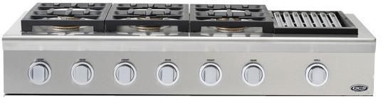 48" Professional Gas 6 Burner Cooktop