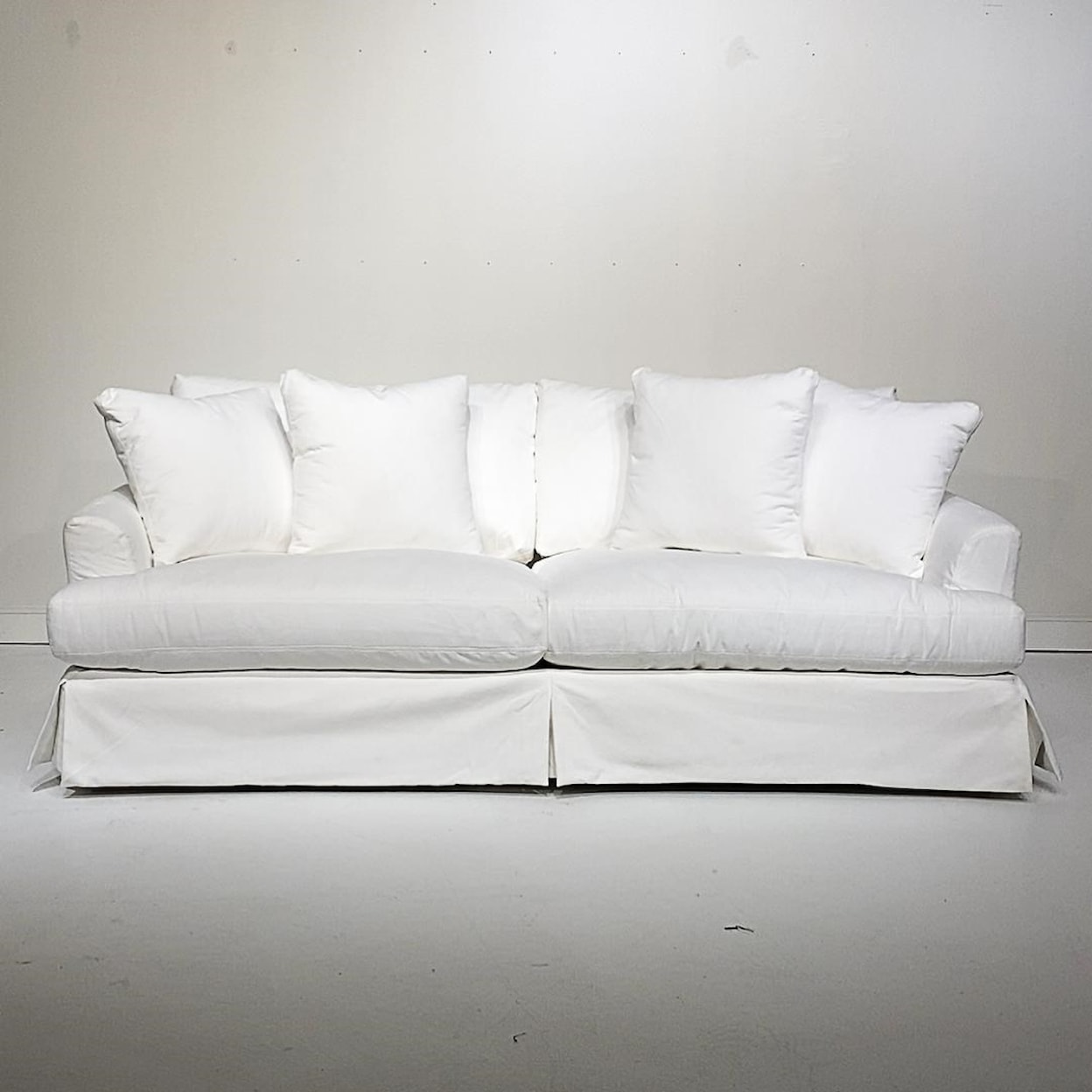 Dealer Brand Artisan Home Upholstery White Slipcovered Sofa