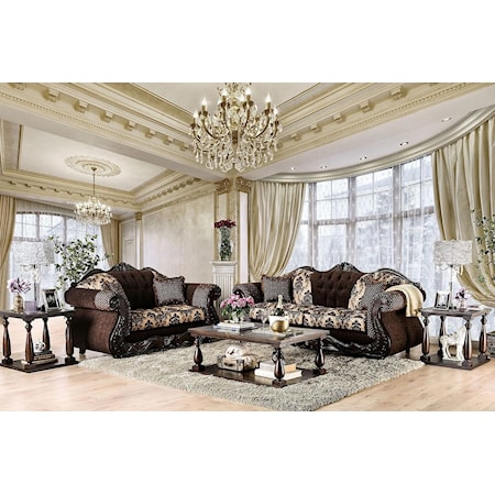 Crystal Sofa and Love Seat Brown